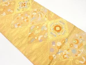 服部織物製　菱に華紋・宝・松竹梅模様織出し袋帯